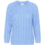 KAFFE Damestrui met patroon, gebreide cropped mouw, ronde hals, regular fit, Vista Blauw, M