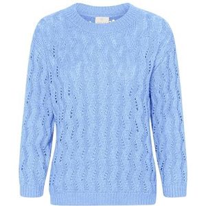 KAFFE Damestrui met patroon, gebreide cropped mouw, ronde hals, regular fit, Vista Blauw, M