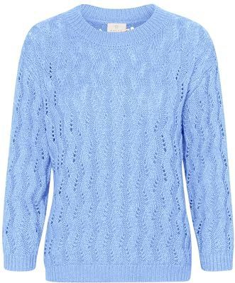 KAFFE Damestrui met patroon, gebreide cropped mouw, ronde hals, regular fit, Vista Blauw, M