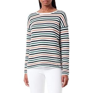 TOM TAILOR Dames Sweater met structuur 1033785, 30681 - Green Multicolor Stripe, M