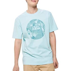 Springfield T-shirt voor heren, bedrukt, turquoise, L, bedrukt, turquoise, L