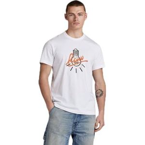 G-STAR RAW Heren Light Bulb R T T-shirt, wit (White D23905-336-110), XXL