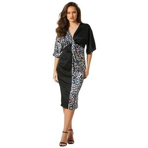 Little Mistress Dames Zaire Luipaard-Print Satijn Midi Jurk, Maat 6 UK, Veelkleurig
