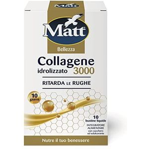 Matt - Gehydrolyseerd voedingssupplement 3000 – vertraagt de rimpels, verrijkt met koper en zink – 10 vloeibare zakken (100 ml)