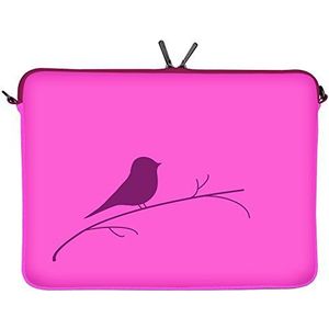Digittrade LS122-13 Early Bird Designer Notebook Tas 13,3 inch (33,8 cm) Neopreen Laptop Beschermhoes 13 tot 14 inch Sleeve Case Vogel Roze