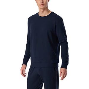 Schiesser Heren slaapshirt lange mouwen ronde hals Pyjama-bovendeel, donkerblauw, 48, donkerblauw, 48