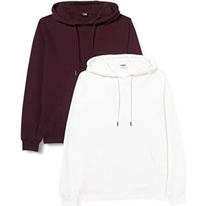 Urban Classics Sweatshirt met capuchon voor heren, Wit+roodwijn, XS