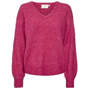 KAFFE Damessweater met V-hals, lange mouwen, losse pasvorm, Raspberry Rose Melange, M