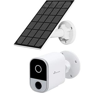 NIVIAN WiFi-bewakingscamera + zonnepaneel-accu, 5200 mAh, full HD-bewegingsdetectie en menselijke herkenning, geschikt voor buiten, nachtzicht, 2-weg audio, Alexa, Google Home, App Tuya