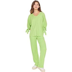 Trendyol Dames Vrouw Plain Knit Tweedelige Set Gecoördineerde Outfit, Groen, XL, Groen, XL