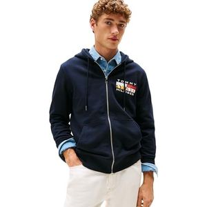 Tommy Hilfiger Heren TH KLEUR VLAG ZIP DOOR MW0MW40043 Zip Through Hoodie, Blauw, M, Blauw (Woestijnhemel), M