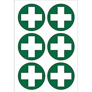 Seco First Aid Cross Pictogram Sticker, 60mm Diameter (Sheet van 6) - Zelfklevende Vinyl