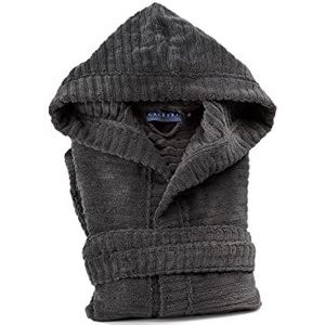 Caleffi 73839 Katoenen Stripe badjas met capuchon, medium/large, antraciet (12708)