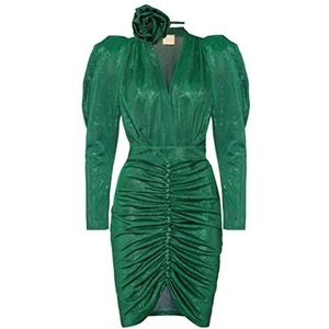 Swing Fashion Dames glitterjurk | elegante jurk | feestelijke jurk | partyjurk | zomerjurk | avondjurk | cocktailjurken | bodycon jurk | sexy | V-hals | lange mouwen | groen | 34, groen, XS