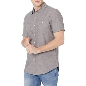 Amazon Essentials Men's Chambray-shirt met korte mouwen, Donker Grijs, XL