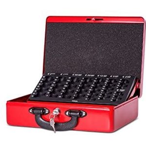 Maul Geldcassette met tandinzet, staal, Euro-inzetstuk, veiligheidscilinderslot, 300 x 245 x 93 mm, rood