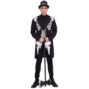 Folat 63377 - Skelet Halloween Colbert Jasje Heren - Maat XL-XXL,zwart