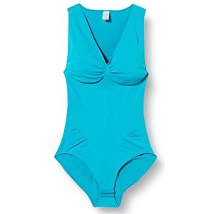 Buikwolk figuurvormende body voor dames met V-hals, turquoise (Smaragd 425), XL