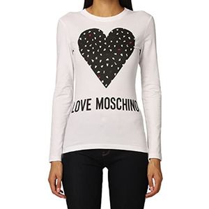 Love Moschino Dames lange mouwen met Maxi Heart and Logo Print T-Shirt