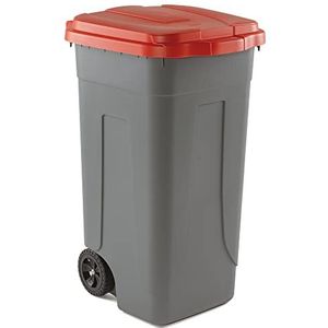 SSS vuilnisemmer voor afvalscheiding, verchroomd/rood, uniek
