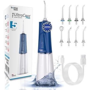 Aquapik® Waterflosser UltraCare Travel | Verwijdert Tandplak + Aanbevolen door Tandartsen + Beschermt Implantaten en Beugels | Waterflosser met 8 Mondstukken + 4 Gebruiksmodes + Reservoir van 300 ml