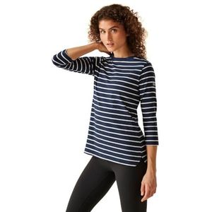 Regatta Bayletta T-shirt voor dames, van katoenmix, marine/Wit, 8