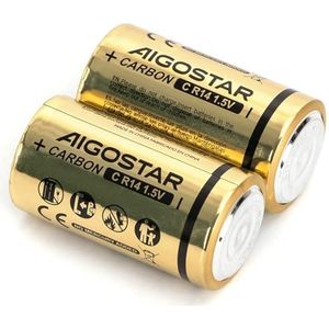 Carbon-zinkbatterijen, R14 C, 1,5 V, 2 stuks, ideaal voor elektronische apparaten en speelgoed.