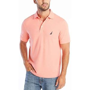 Nautica Men's Short Sleeve Solid Stretch Cotton Pique Polo Shirt, Pale Coral, Small