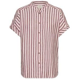 camel active - Gestreepte Blouse - Rood - Linnen-Lyocellmix