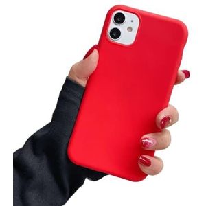 Vloeibare siliconen, schokbestendig, slank, krasbestendig, siliconen [vierkante randen] en [camerabescherming] verbeterde telefoonhoesje voor Apple iPhone 11, groot rood
