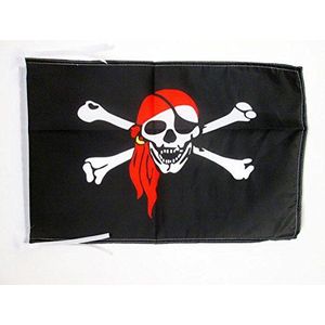 Piratenrode Bandana Vlag 45x30 cm koorden - Jolly Roger SMALL vlaggen 30 x 45 cm - Banner 18x12 in hoge kwaliteit - AZ FLAG