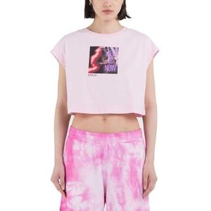 Replay Dames Cropped T-Shirt Top, 066 Bubble Pink, XL