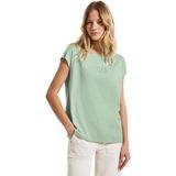 Street One - Dames Basic Shirt - Groen - Met Tekst