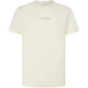 Pepe Jeans Dave T-shirt voor heren, Beige (Krijt Wit), S