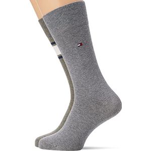 Tommy Hilfiger Heren Multicolor Classic Sock, olijf/grijs melange, 39-42 (2-pack)