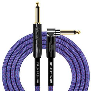 Kirlin Kabel IWB-202BFGL-20/RO -20ft - Recht naar Rechte hoek 1/4-Inch Plug Premium Plus Instrument Kabel, Royal Blue Tweed Geweven Jas