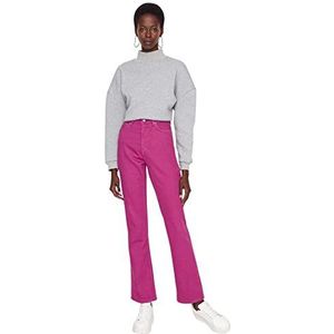 TRENDYOL Vrouwelijke hoge tailleband flare pijpen bootcut & flared jeans, fuchsia, 34