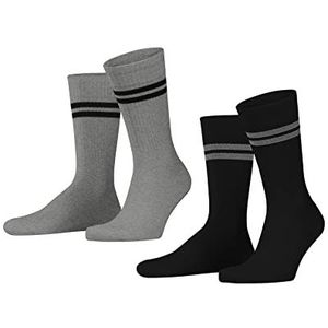 Esprit Heren Tennis Stripe 2-pack sokken duurzaam biologisch katoen dun patroon 2 paar, zwart (Black-Mix 3010), 43-46 EU