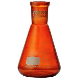 Erlenmeyer-kolf 1000 ml NS29/32 bruin gekleurd met witte graduering en standaard geslepen, gemaakt van borosilicaatglas 3.3, complete verpakkingseenheid