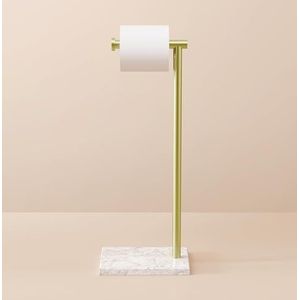KES Toiletrolhouder vrijstaande badkamer tissuepapierhouder met marmeren basis vrijstaande zware SUS304 roestvrij staal geborsteld goud, BPH285S1-BZ