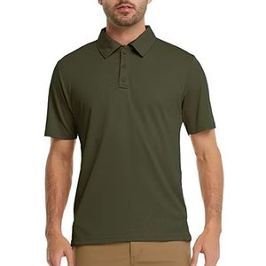 MEETWEE Poloshirt voor heren, korte mouwen, golfshirt, sneldrogend, casual poloshirt, bovenstuk, sportshirt, tactisch T-shirt, outdoor, poloshirt, zomer, groen, XL