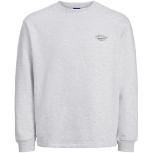 JACK&JONES Jorbronx Arch Small Sweat Crew Neck, Helder wit/detail: gemêleerd, M