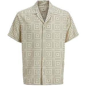 JACK & JONES Heren Jprblulincoln Print S/S Shirt SMU, almaan-melk., XS