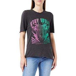 ONLY Dames Onllucy S/S Puff Stay Top Box JRS T-shirt, zwart/print: wild, S