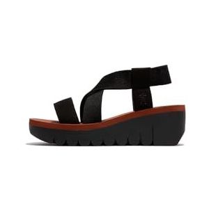 Fly London YABI922FLY sandaal voor dames, zwart/zwart/baksteen, maat 41, Zwart Zwarte Baksteen, 40 EU