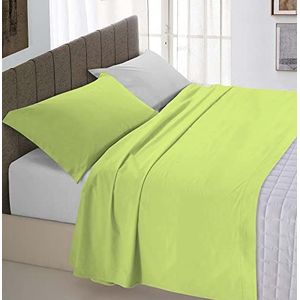 Italian Bed Linen Beddengoedset Natural Colour, zuurgroen/lichtgrijs, voor tweepersoonsbed