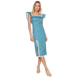 Trendyol Dames Indigo Collar Gedetailleerde Cocktailjurk, 34