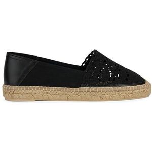 Geox D Lampedusa D Damessandalen met sleehak, espadrilles, Zwart, 36 EU