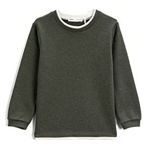 Koton Boy Textured Basic Sweatshirt Crew Neck Long Sleeve, kaki (886), 11-12 Jaar