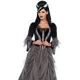 Leg Avenue 85635 Samt und Satin Viktorianisch Ballkleid, Damen Karneval Kostüm Fasching, L, schwarz/grau